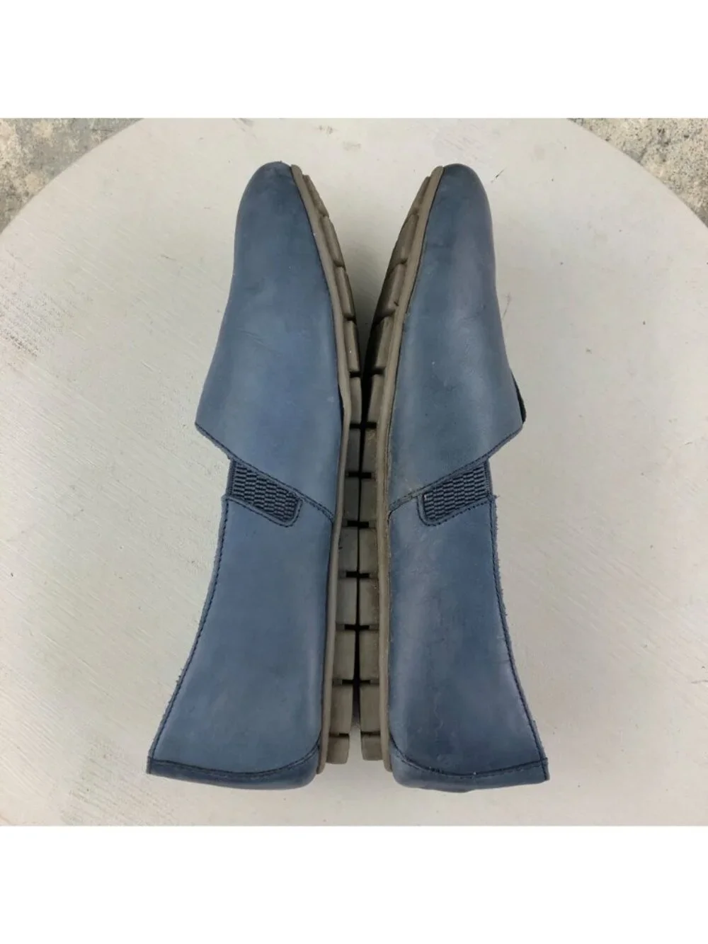Born Women's Size 9M Sebra Denim Blue Leather Round Toe Slip On Flats Shoes